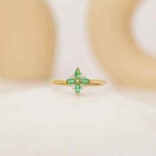Diamond Ring Emerald Flower Ring For Woman 925 Sterling Silver Birthstone Ring