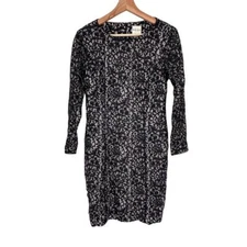 Reiss Long Sleeve Sheath Dress Size 6 Black Lace Estefani Panel