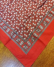 Vintage Red and White Floral Bandana 100 Cotton Hankie Made in Germany