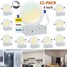 12 Pack 6 Inch Ultra-Thin LED Recessed Ceiling Light With Junction Box 3CCT New