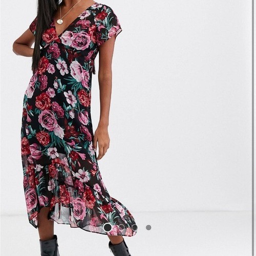Stradivarius midi dress rose print asos size small