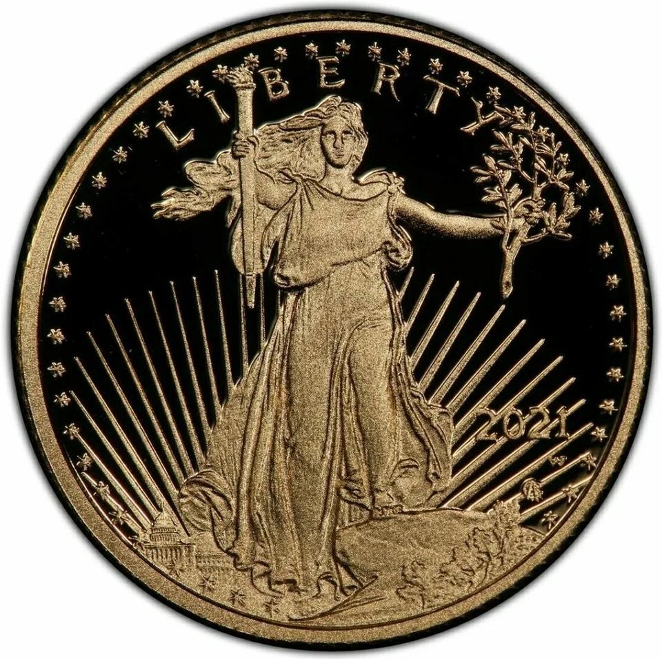 2021-W 1/10 Oz GOLD $5 AMERICAN EAGLE Type 2 PCGS PR69DCAM Gold Shield Coin. - Image 3 of 4