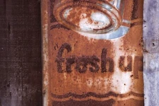 35 MM Color Slides Pro Photo Abstract Art Rusty Metal Sign Fresh Up Soda  1985