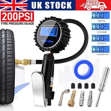 LCD Digital Tyre Inflator Pressure Gauge Air Line Clip-on Tyre Pump Compressor