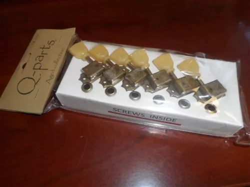 NEW - Q-Parts Aged Collection '58 LP Style 3x3 Tuning Keys - DISTRESSED NICKEL