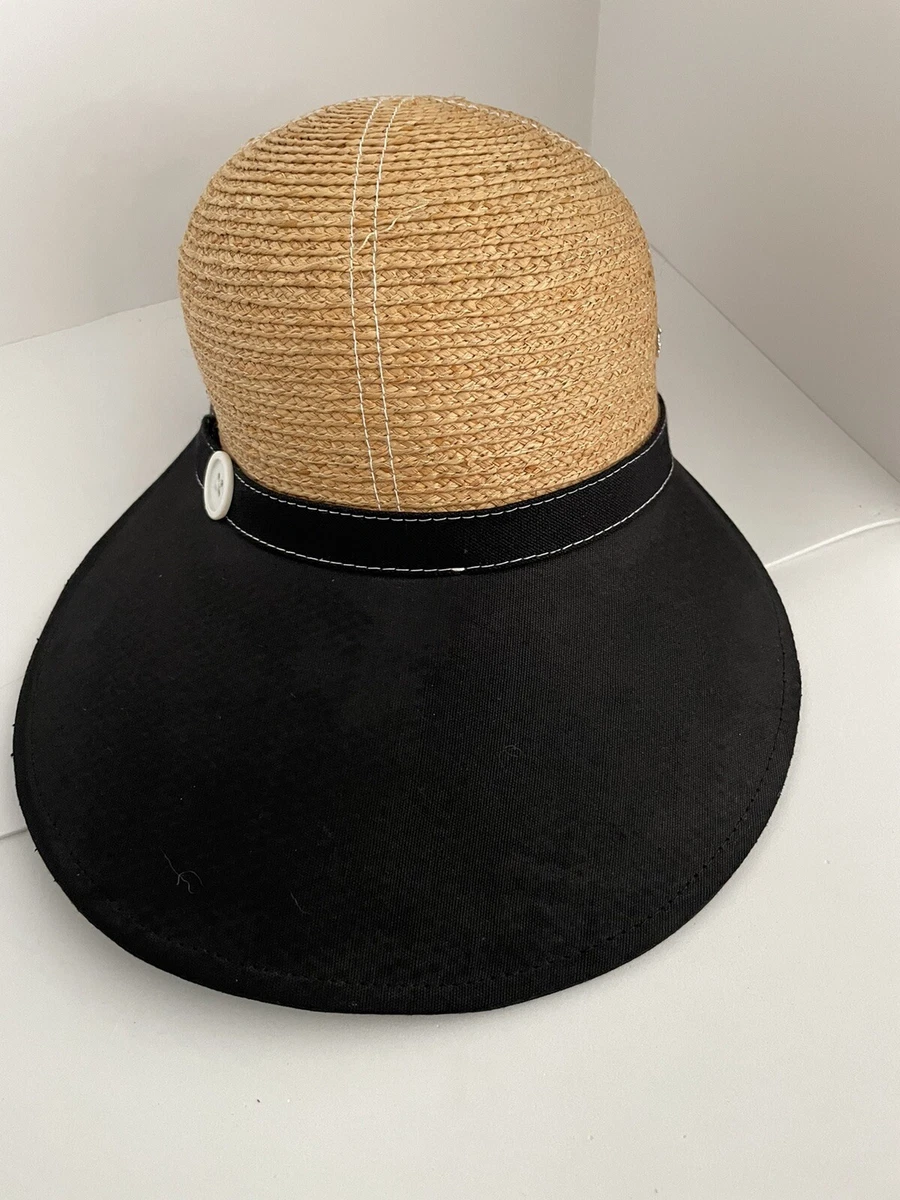 Florabella Women Rafia Braided Large Brim Black Sun Hat eBay