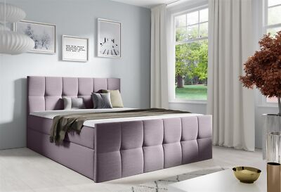 Boxspringbett Schlafzimmerbett CARMEN LUX 140x200cm Stoff Monolith Altrosa