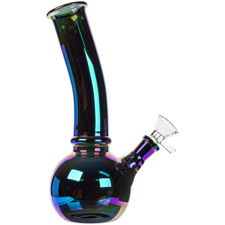 RORA 14mm Glass Water Pipe 8" Small Colorful Bongs Recycler Filter Smoking Water Bong