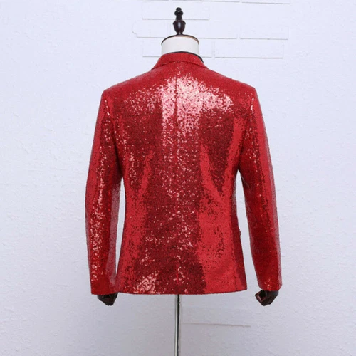 Mens Glitter Sequins Fashion Dress Blazer Suit Shiny Jacket Tuxedo Wedding Dance - Picture 11 of 21