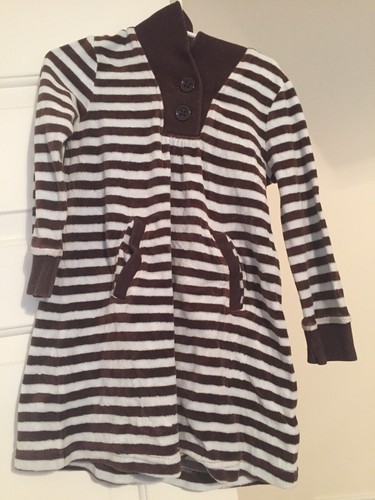 EUC GIRL GYMBOREE GIRLS BEST FRIEND BLUE Brown VELOUR Striped DRESS OUTFIT 4 4T