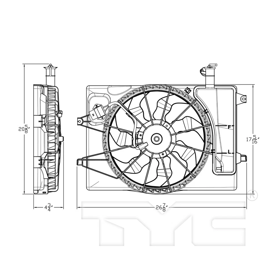Dual Radiator & Condenser Cooling Fan Assembly for 17-20 Hyundai Elantra 2.0L - Image 4 of 4