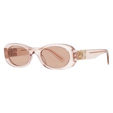 Miu Miu Dark Brown Oval Ladies Sunglasses MU 06ZS 13T1P1 50 MU 06ZS 13T1P1 50