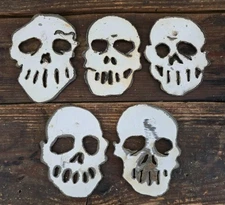 5 OOAK LASER HAND CUT METAL SKULL REFRIGERATOR HALLOWEEN SKELETON ART W/ MAGNETS