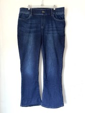 Betabrand Women's Pull On Flare Leg Jeans 4 Pocket Denim Dark Wash Sz 16 Petite