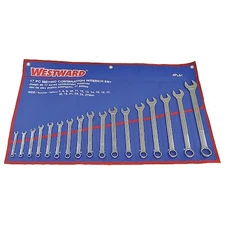 Westward 4Pl91 Combination Wrench Set, Satin, 7-27Mm, 17Pc
