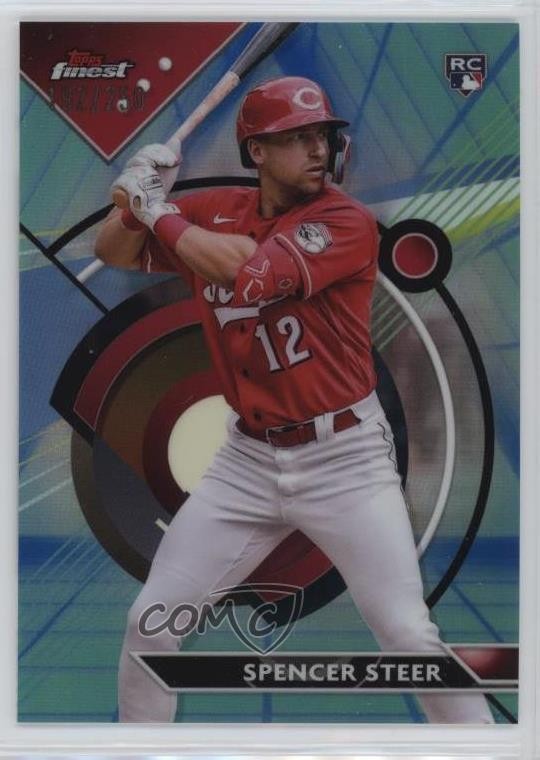 2023 Topps Finest Blue/Aqua Vapor Refractor 192/250 Spencer Steer #95 09wh