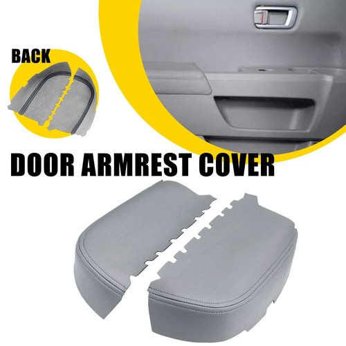 Fits 2009-2015 Honda Pilot Leather Front Door Panels Armrest Cover 2pcs Gray