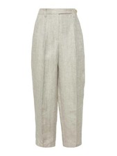 BRUNELLO CUCINELLI WOMEN'S LIGHT BEIGE LINEN TROUSERS MSRP 1925 SIZE 36