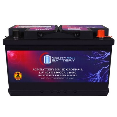 Mighty Max MM-H7 Group 94R 12V 80AH 140RC 850 CCA Battery Replaces BMW335i 07-12