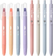 Mr. Pen- Gel Highlighters and Pens, 8 Pack, Pastel Barrel, No Bleed Black 