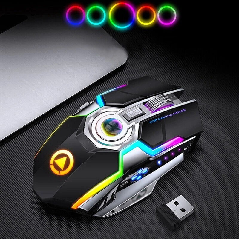 Wireless Gaming Mouse Rechargeable Ergonomic RGB Backlit For Laptop Computer - Image 4 of 4