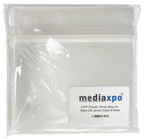 1000 OPP Plastic Wrap Bag for Slim CD Jewel Case 5.2mm