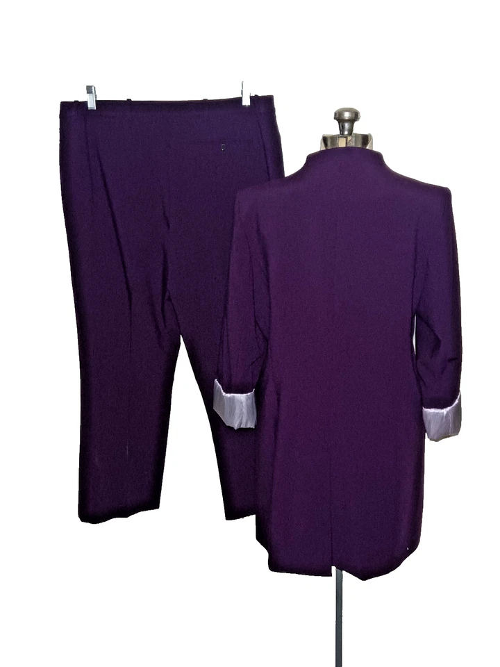 Calvin Klein 2 Piezas Pantalón Traje Chaqueta Larga 16 y Pantalones Calce Moderno 14 Ciruela Foto 3 de 4