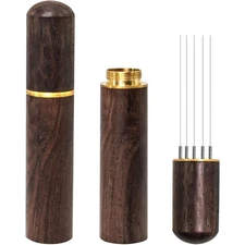 Espresso Coffee Stirrer with 5 Needles 0.4mm Distribution Tool Natural Walnut