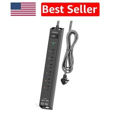 Compact 6 AC Outlet Power Strip - 4 USB  2 USB-C Ports for Ultimate Convenience