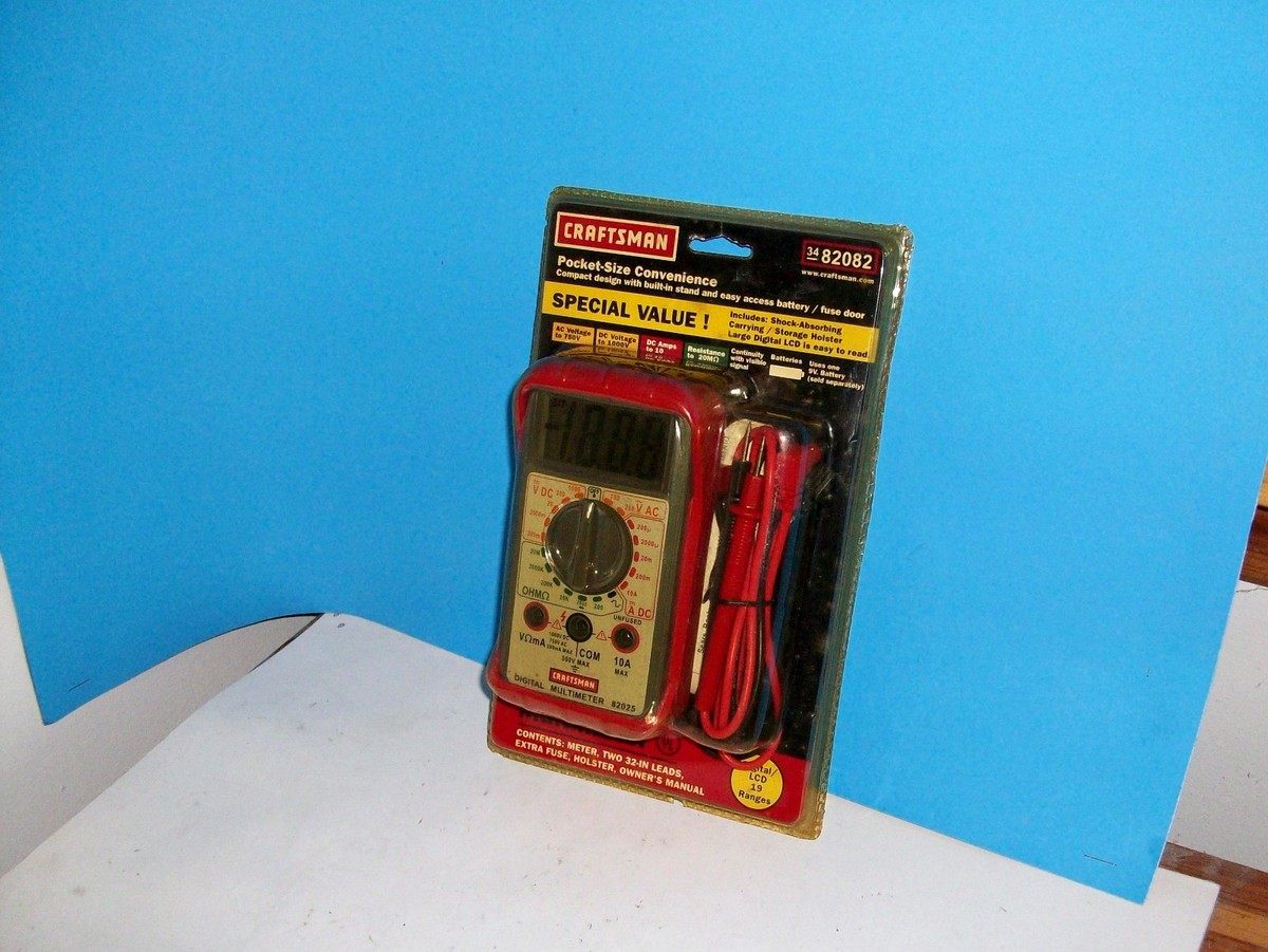 Craftsman 82082 Digital Multimeter With Leads & Rubber Case for