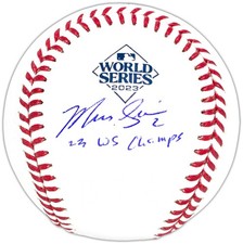 Marcus Semien Auto Official 2023 WS Logo MLB Baseball Rangers 23 WS Champs BAS