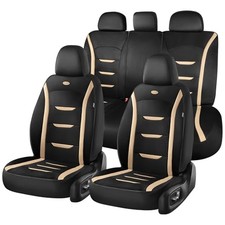 Car Seat Covers Full Set, Air Cool Mesh Thick Car Seat FullSet Black Beige