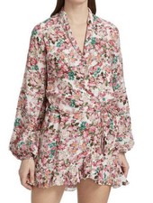 Rococo Sand Vie Mini Dress L NWT Floral Wrap Boho Balloon Sleeve $368 Coquette
