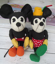 VINTAGE MICKEY MINNIE MOUSE RETRO DISNEY PLUSH DOLL LOT SCHYLLING 2 TOYS 20"