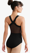 Women s Dance Black Leotard Ballet Crisscross Straps Mesh Back Size M