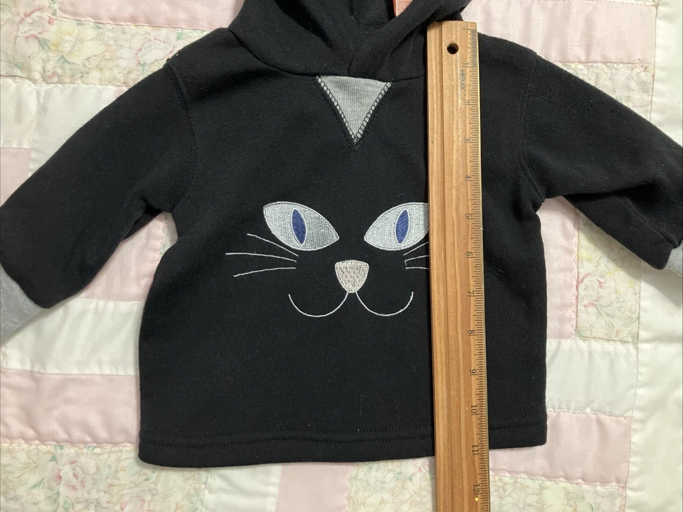 KIDGETS Unisex SIZE 0-6 M Black/Gray Halloween 2 PC Outfit Ears & EMB Cat Face - Image 4 of 4