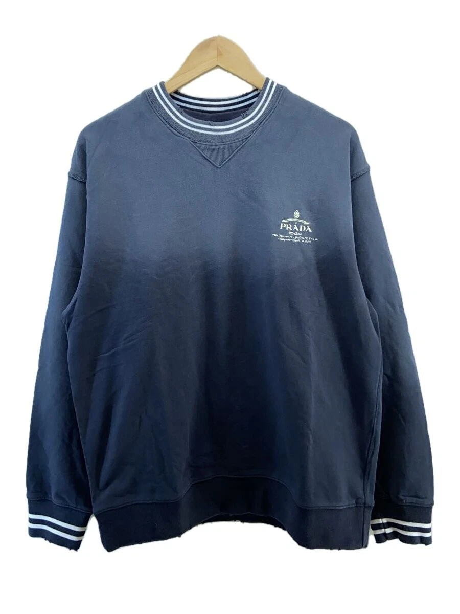Felpa PRADA lavorazione vintage L cotone NVY tinta unita ujl69b