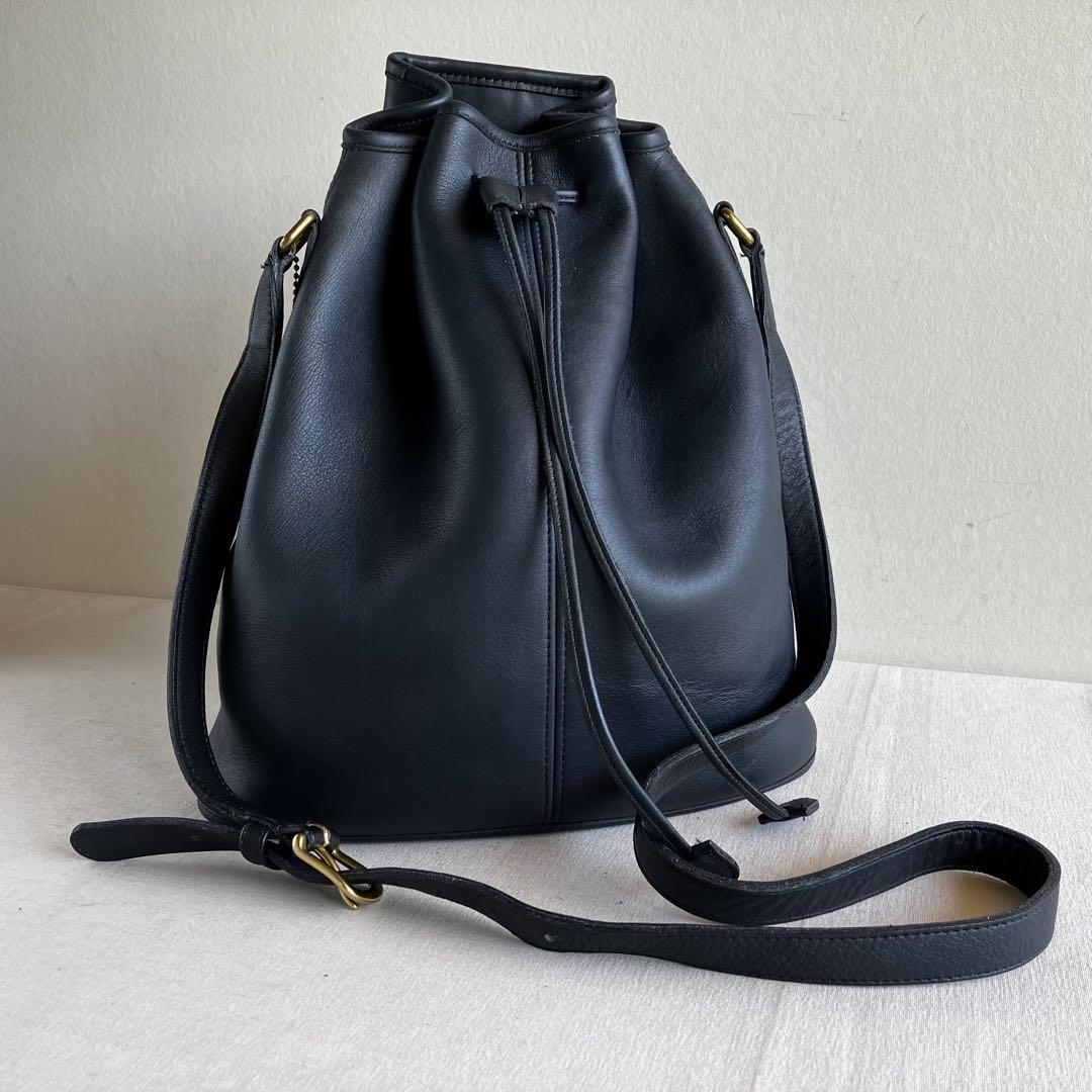 Vintage Coach Nicholas Navy Leather Drawstring Bucket Bag Excellent Condition