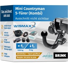 ANHÄNGERKUPPLUNG für Mini Countryman 10-16 abnehmbar BRINK +13pol E-Satz JAEGER