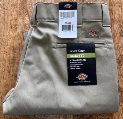 Dickies Men's WP873 Slim Fit Work Pants Straight Leg Wrinkle Resistant Pants