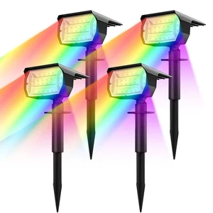 Solar Powered Garden Lights 2-in-1 Wireless RGB Color Spotlights Patio Yard Deco