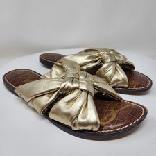 Sam Edelman Garson Slide Sandal Women 10 Gold Puffy Leather Knotted Flat Shoes Sam Edelman Garson Slide Sandal Women 10 Gold Puffy Leather Knotted Flat Shoes