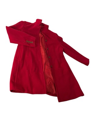 VTG Centigrade Outerwear SzM Wool Blend Pea Coat Long Jacket Button Front Red