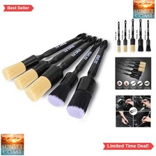 5pcs Car Detailing Brushes Set Boars Hair No Scratch Ultra Soft Auto Duster for