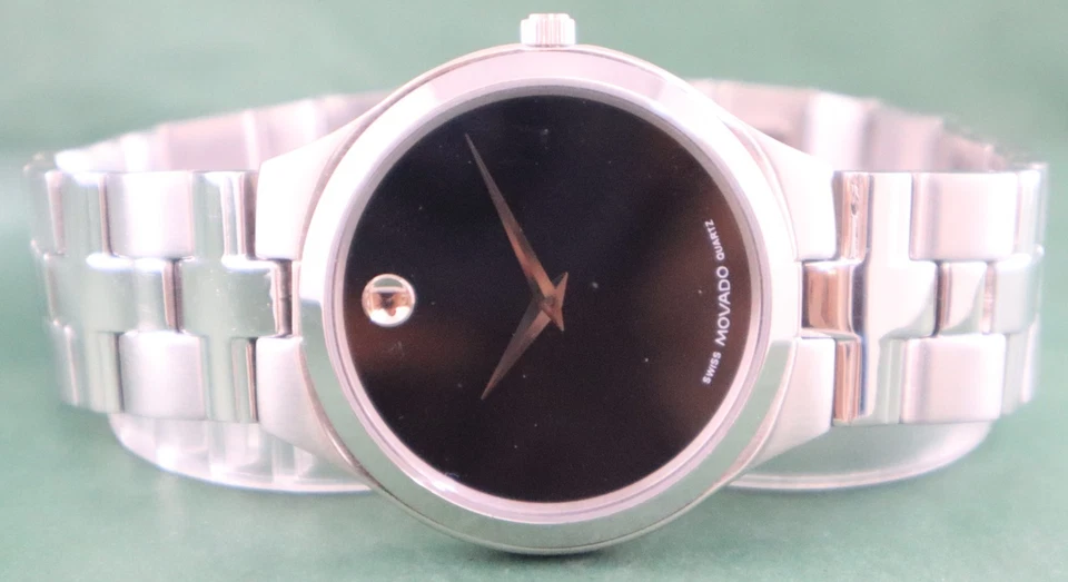 Роскошные кварцевые мужские наручные часы MOVADO черный циферблат ремешок из нержавеющей стали - Изображение 4 из 4