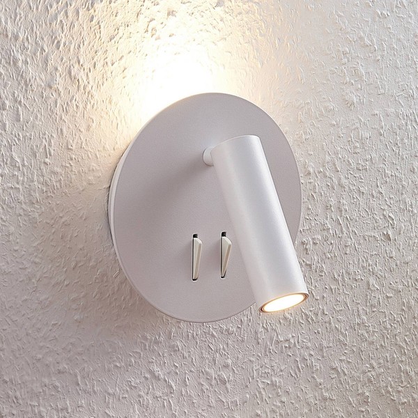 Lucande Led Wandleuchte, Wandlampe Innen 'Magya' (Modern) In Weiß Aus Aluminium-image