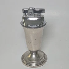 Vintage Crown Sterling Weighted Table Lighter Chrome Insert Mid Century MCM