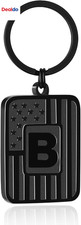 Easter Basket Stuffers- Initial Keychain Gifts for Men,Letter American Flag Keyc
