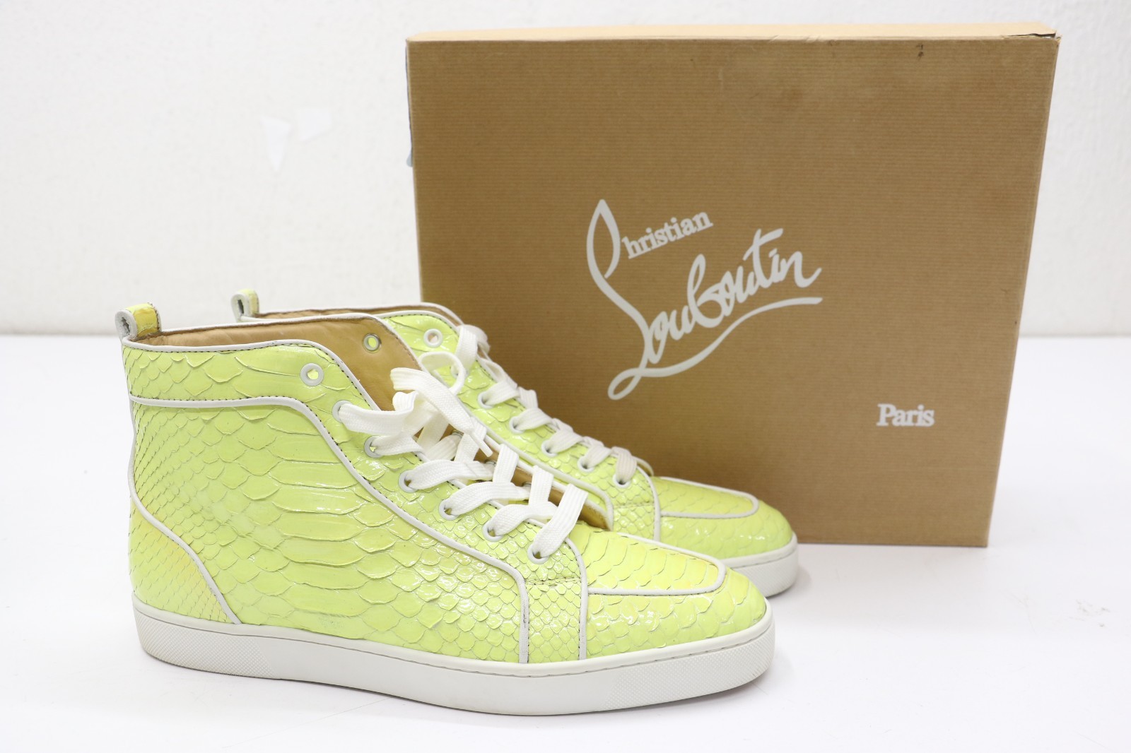 Christian Louboutin Python Trim Embellishment Sne… - image 1