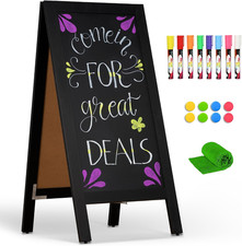 A-Frame Double-Sided Magnetic Chalkboard 40"X20", Solid Pine Wood Freestanding S